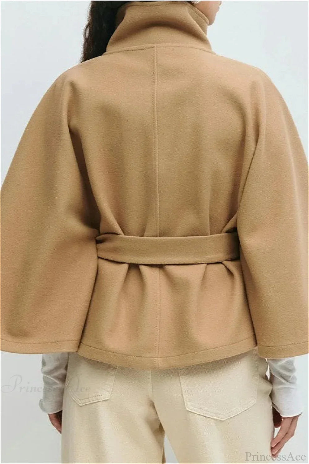 Button Up Stand Collar Cape Coat image 2
