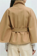 Button Up Stand Collar Cape Coat image 2
