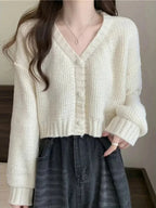 Button-Up V-Neck Sweet Casual Knit Cardigan image 5