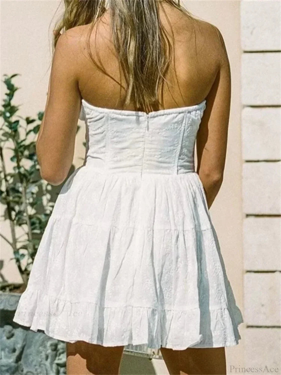 Buttoned Backless A-line Mini Dress image 5