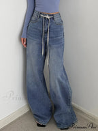 Buttoned Tied Graceful Denim Boyfriend Jeans image 2