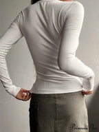 buttoned top U-neck long-sleeved knitted for women image 3