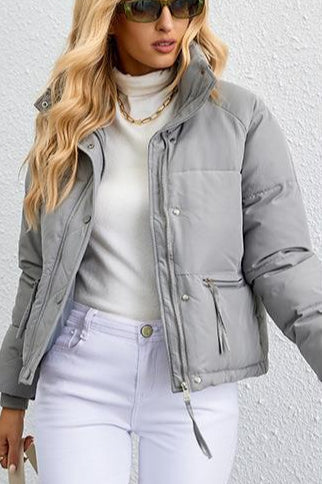 Short Stand Collar Puffer Coat image 11