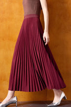 Vintage High-Waist Knit Pleated Midi Skirt image 5