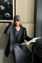 Oversized Black Casual Blazer image 9