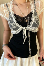 Lace Patchwork Mesh Twin Set Blouse image 3