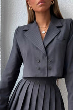 Chic Preppy Blazer Mini Skirt Two Piece Set image 2