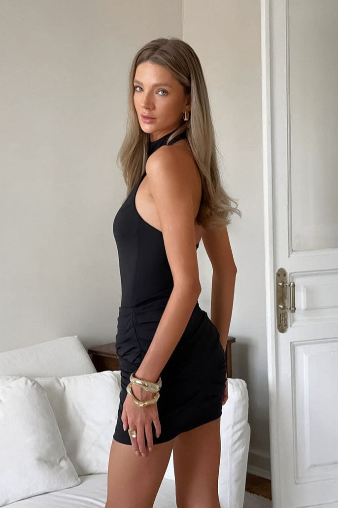 Elegant Solid Simple Halter Bodycon Mini Dress image 4