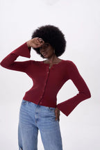 Flare Sleeve Button Cardigan image 7