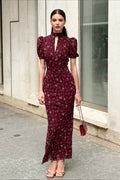 Elegant Floral Deep V Bodycon Maxi Dress image 1