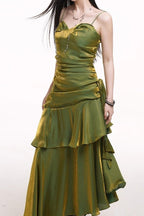 Asymmetrical Burgundy Ruffled Cami Party Dress image 10