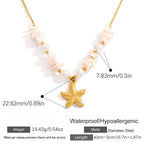 Stainless Steel Natural Stone Pearl Starfish Sun NeckLace image 7
