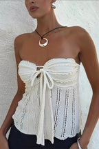 Solid Ruffle Texture Tube Blouse image 1