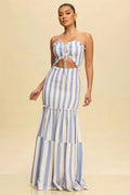 Printed Strapless Cutout Maxi Dress image 1