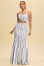 Printed Strapless Cutout Maxi Dress image 1
