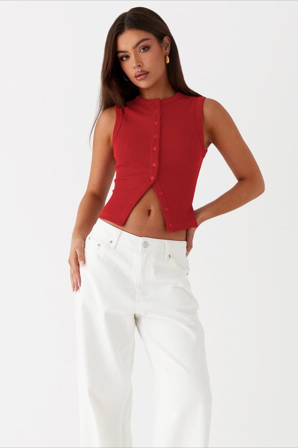 Round Neck Sleeveless Knit Top image 8