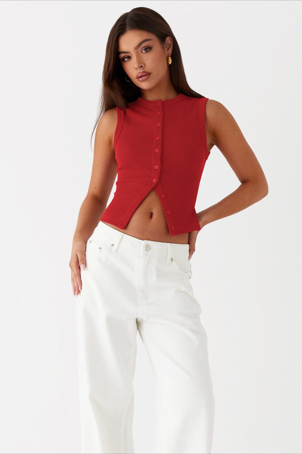 Round Neck Sleeveless Knit Top image 8