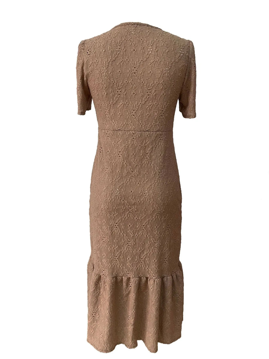 Selene Eyelet Midi Dress detail view styled for Avrienne