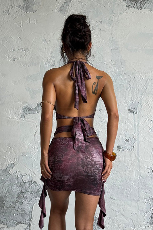 Halter Tie Cutout Backless Bodycon Mini Dress image 4