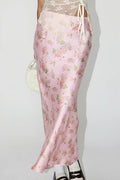 Elegant Satin Floral Draped Skirt image 1