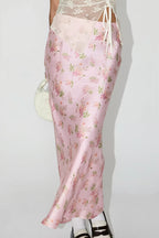 Elegant Satin Floral Draped Skirt image 1