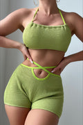 Plain Color Halter Bikini Two Piece Swim Set image 1