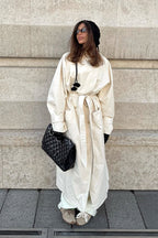 Wool Blend Belted Slim Fit Elegant Solid Overcoat image 1