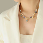 Daria Bead Necklace detail view styled for Avrienne