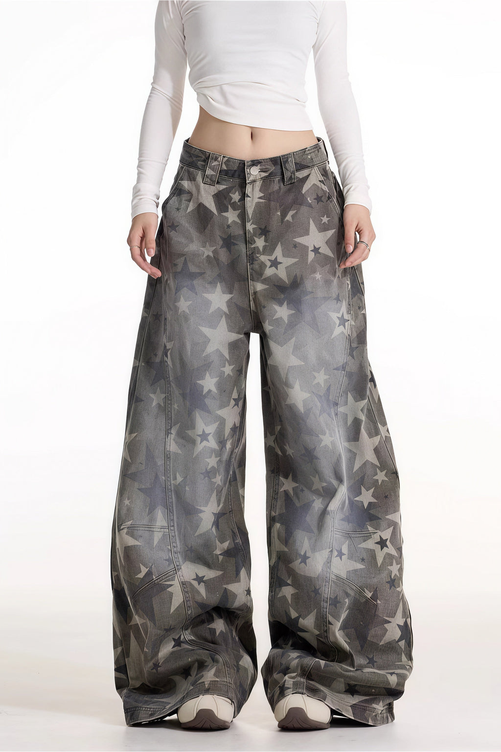 All Over Star Printed Wide Leg Jeans image 1