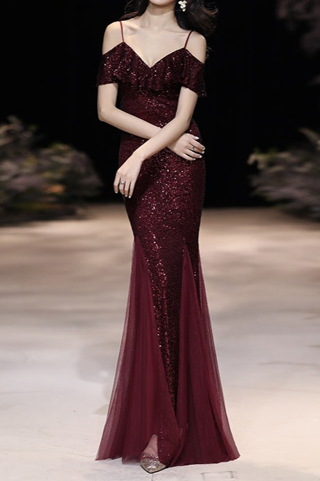 Off Shoulder Sequin Mesh Party Dress image 5