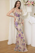 Sequin Floral Cami Slim Fit Prom Dress image 1