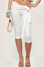 Sexy Low Rise Lace Up Stretchy Capri Pants image 3