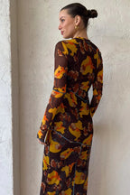 Floral Sheer Long Sleeve Split Maxi Dress image 4