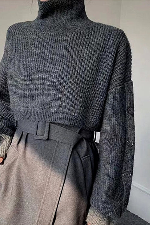 Vintage Turtleneck Crop Knit Sweater image 3