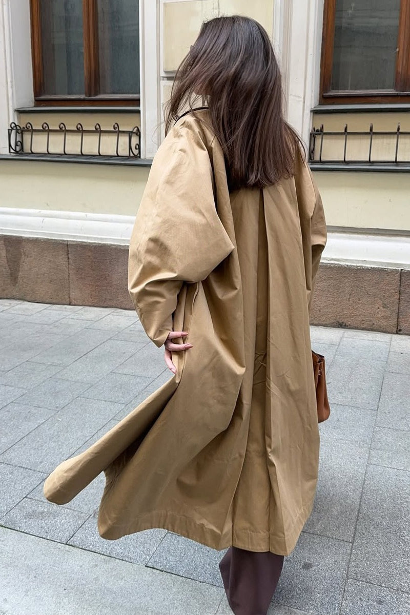 Minimalist Extra-Long Cotton Single-Breasted Lapel Overcoat image 7