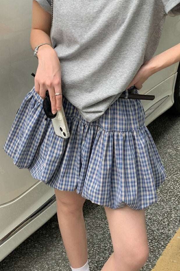 Plaid Tulip High Waist Mini Skirt image 6