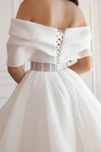 Elegant Cross Ruched Off Shoulder Short Reception Dress image 3