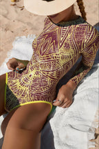 Sexy Long Sleeve Rash Guard One Piece Swimwear image 4