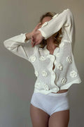 Crochet Rose Cutout Slim-Fit Blouse image 1