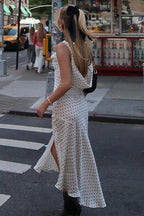 Polka Dot Cami V-Neck Backless Split Maxi Dress image 2