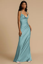 Backless Solid Color Draped Neck Elegant Prom Dress image 4