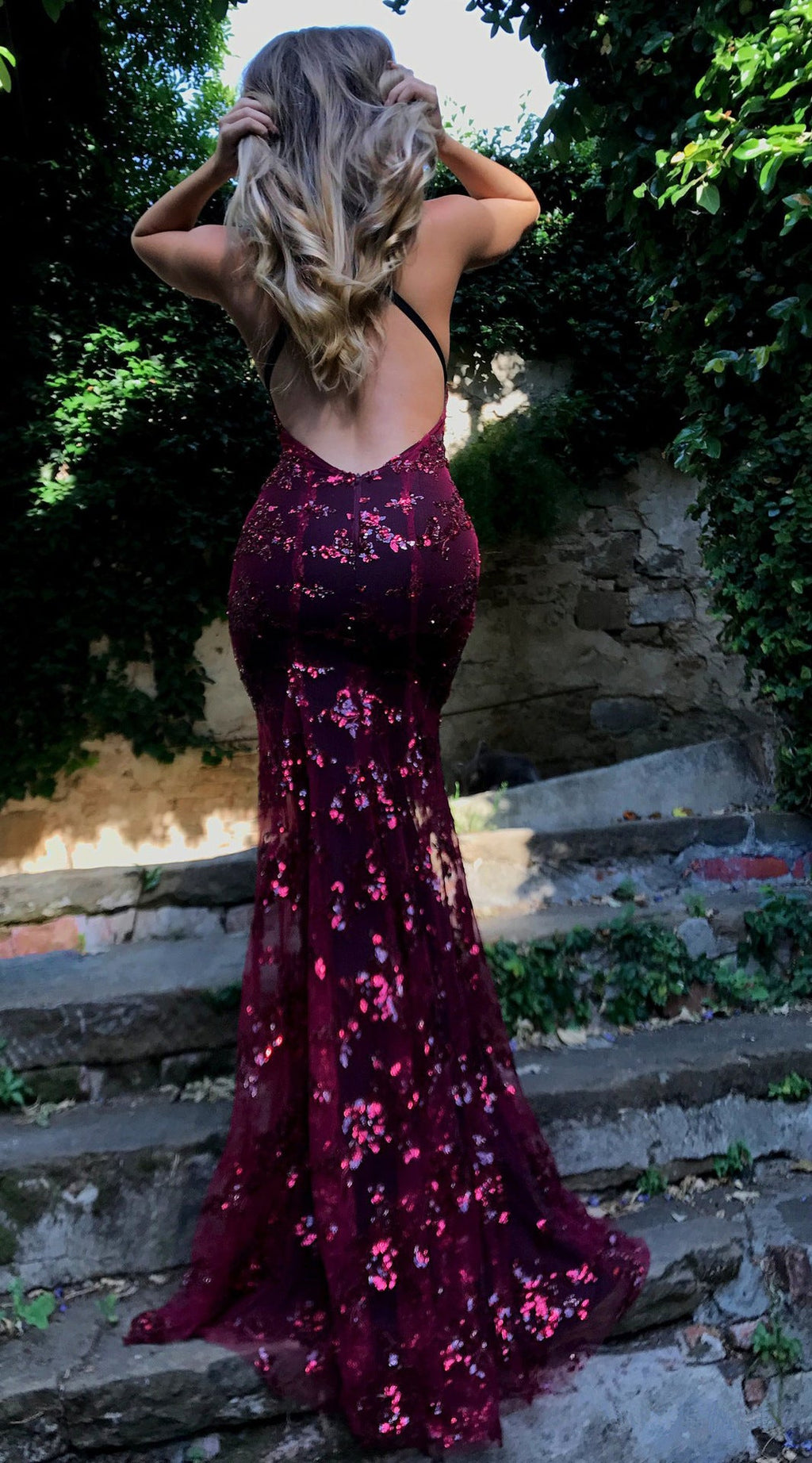 Sequin Backless V-Neck Strappy Tie Dress Party Dress image 4