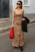Street Style Leopard V Neck Backless Cami Maxi Dress image 1