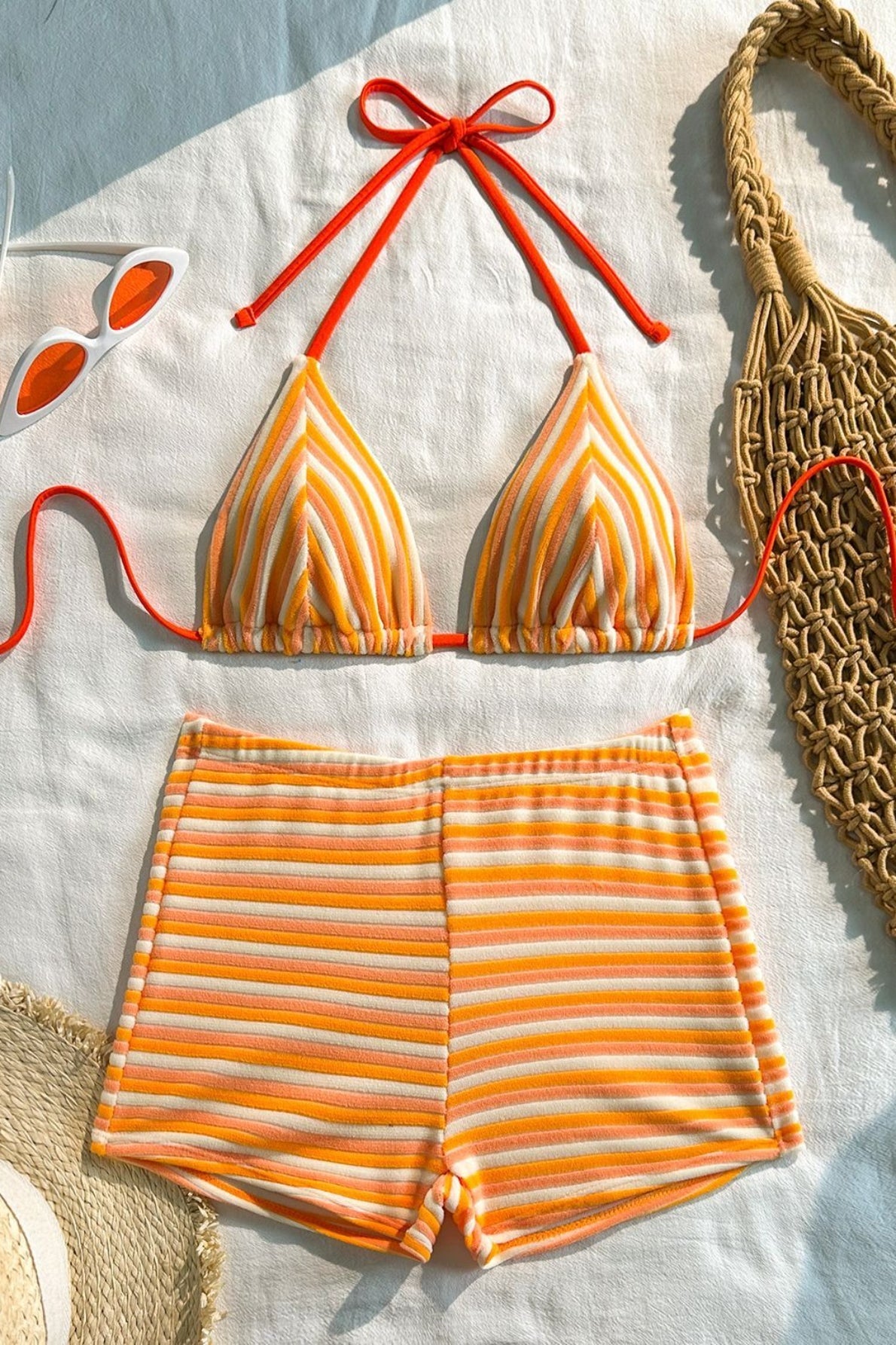 Striped Towel Cloth Fresh Bikini Set image 6