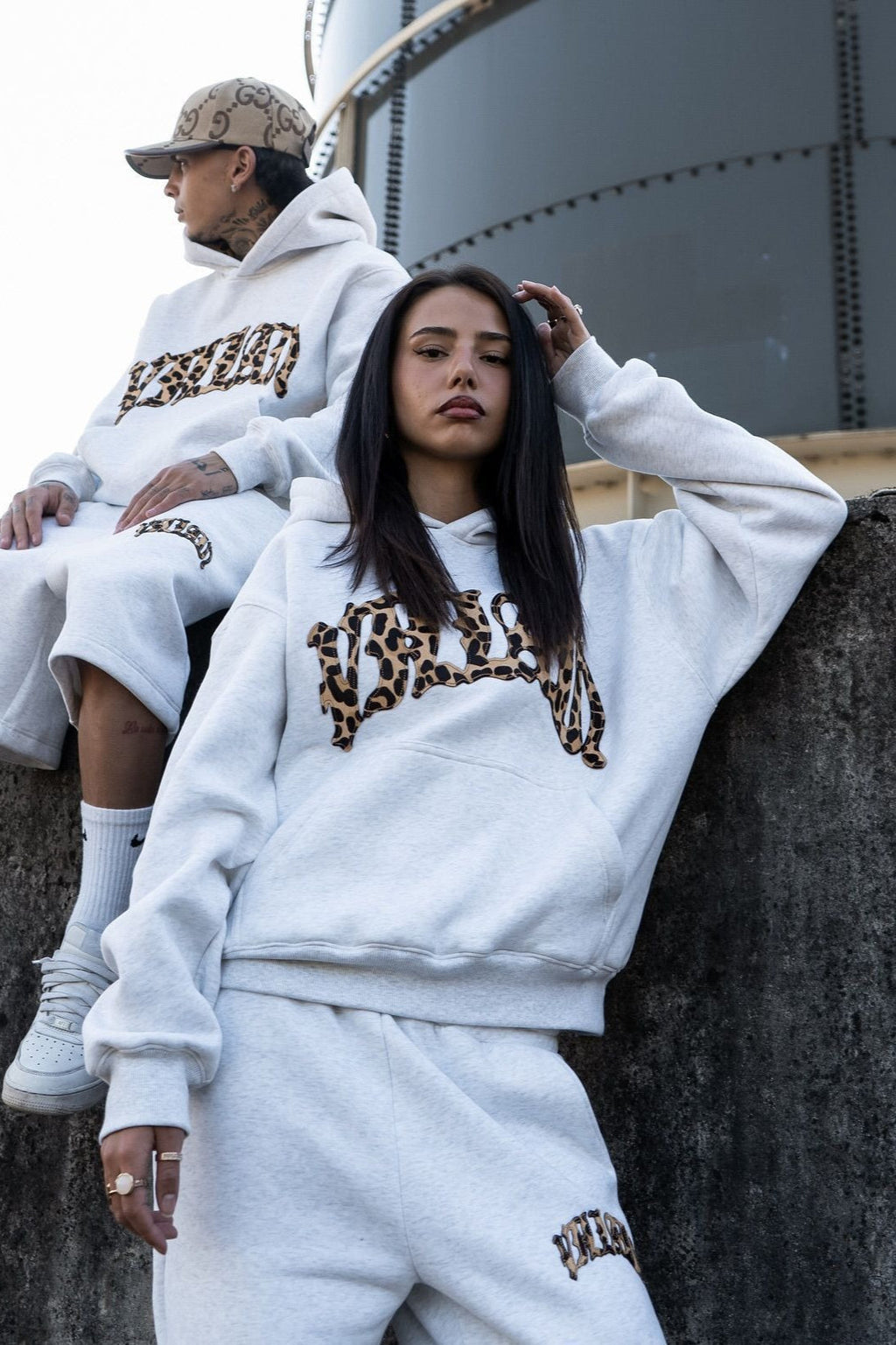 Leopard Lined Embroidered Letter Hoodie image 2