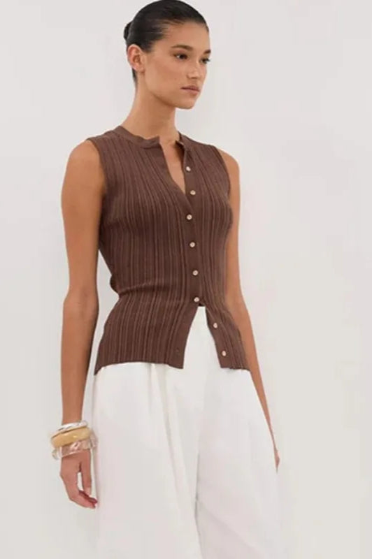 Ribbed Sleeveless Knit Cardigan image 4