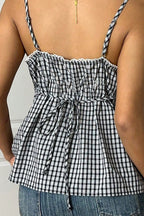 Minimalist Casual Plaid Tie Cami Top image 4