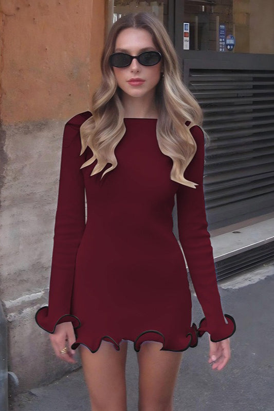 Elegant Round Neck Ruffle Cocktail Dress image 7