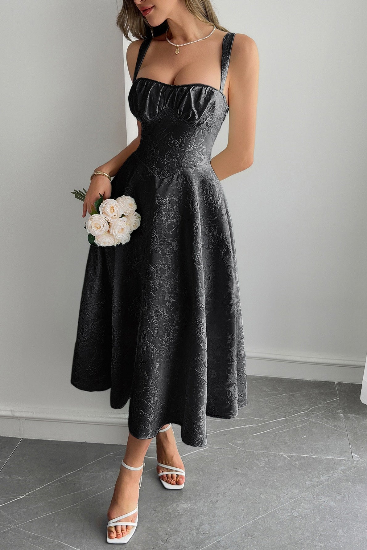 Jacquard Spaghetti Strap Cocktail Dress image 9
