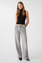 Metal Accent Trendy Wide Leg Jean image 3